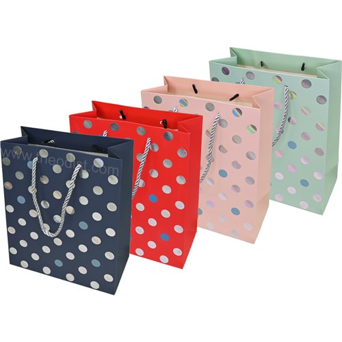 Gift Bag Polka Assorted Pastel Colours Small 18x23x8cm - Theodist