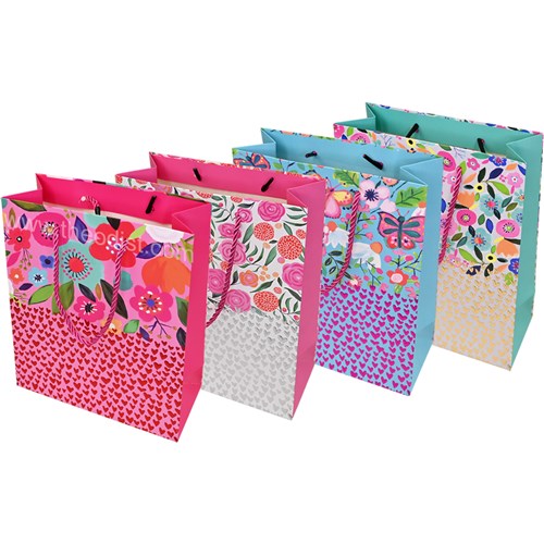 Gift Bag Flowers Assorted Designs Small 18x23x8cm - Theodist