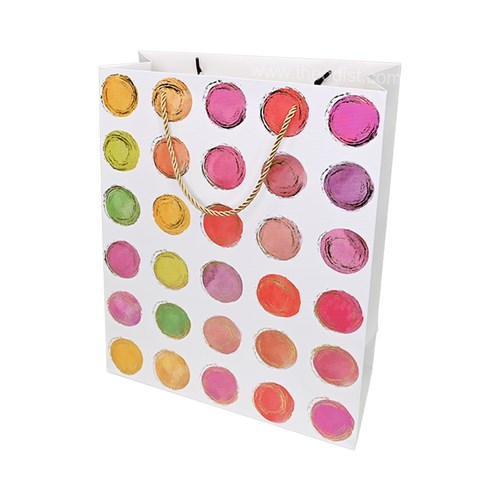 Gift Bag Retro Polka Assorted Colours Medium 26x32x10cm_1 - Theodist