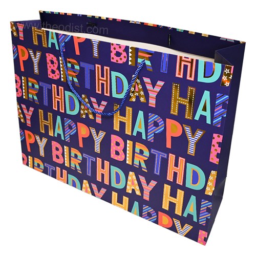 Gift Bag Happy Birthday Assorted Colours Extra-Large 45x34x12cm_1 - Theodist
