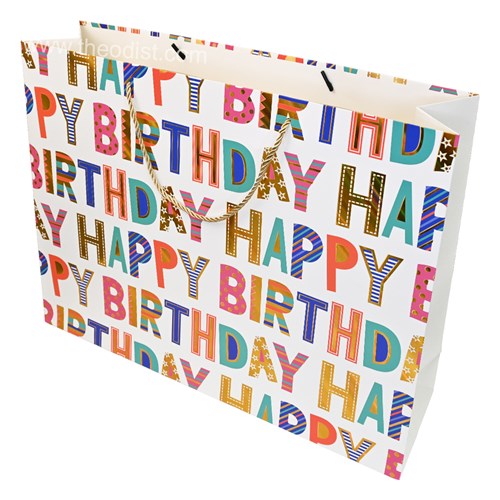 Gift Bag Happy Birthday Assorted Colours Extra-Large 45x34x12cm_2 - Theodist