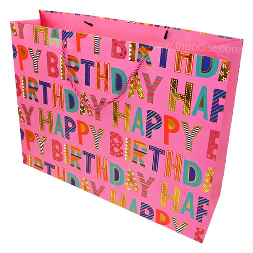 Gift Bag Happy Birthday Assorted Colours Extra-Large 45x34x12cm_3 - Theodist