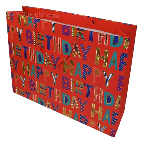 Gift Bag Happy Birthday Assorted Colours Extra-Large 45x34x12cm_4 - Theodist