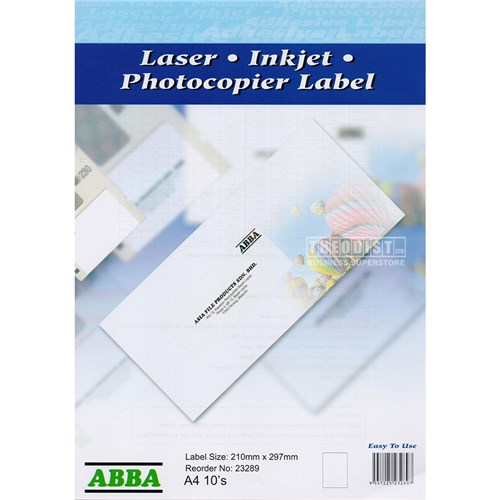 ABBA 23289 Address, Filing, Media, Shipping, Card Labels 10 A4 210x297mm - Theodist