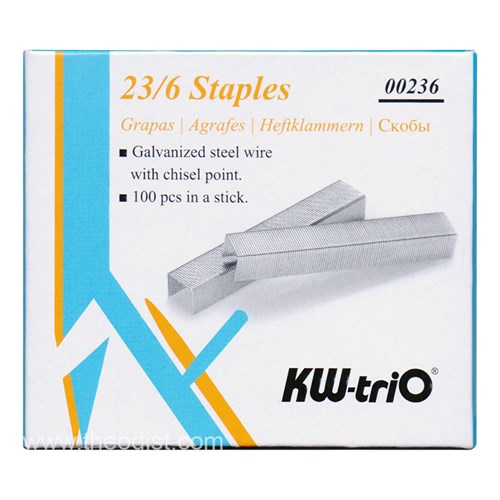 KW-triO 00236 Size 23/6 Staples 1000/Pack - Theodist