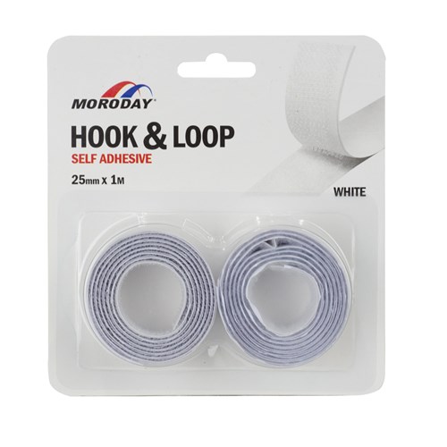 Moroday 00241-9 Hook & Loop Self Adhesive, White, 25mmx1m - Theodist