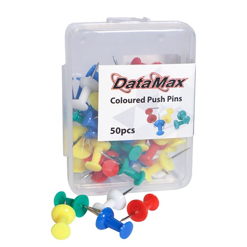 DataMax Push Pins Assorted Colours 50 Pack - Theodist