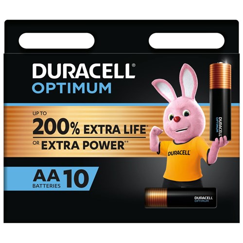 Duracell AA Battery Optimum Up to 200% Extra Power Pack 10-Pack 5016462 - Theodist