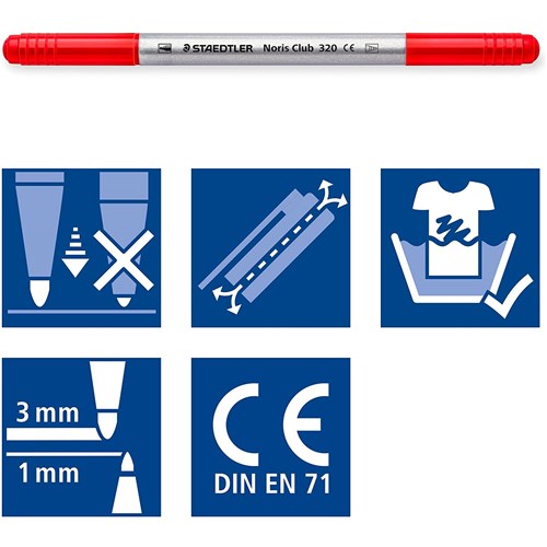 Staedtler 320WP12 Noris Fibre-tip Pens 2 Tips Colouring Pens 12 Pack_4 - Theodist