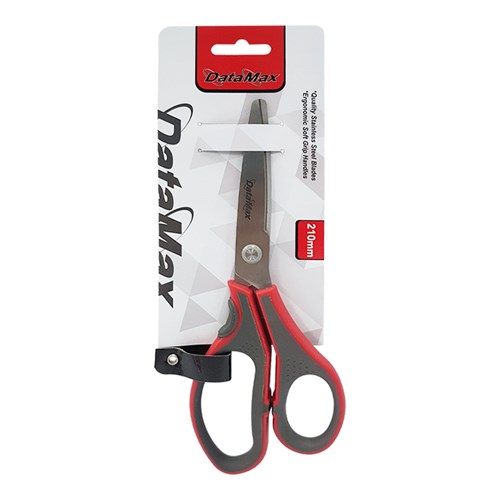 Datamax 3210 Scissors 210mm Soft Grip Handles Grey & Red - Theodist