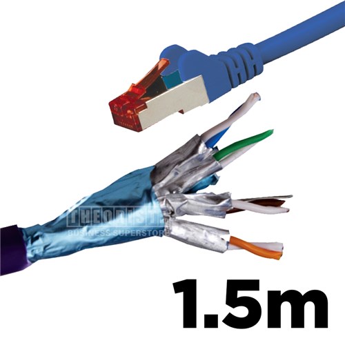 Hypertec HCAT6ABL1.5 1.5 Metre 4 Pair LSZH Shielded RJ45 - Double Shielding Cat6A Blue Patch Lead - Theodist