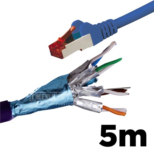 Hypertec HCAT6ABL5 5 Metre 4 Pair LSZH Shielded RJ45 - Double Shielding Cat6A Blue Patch Lead - Theodist