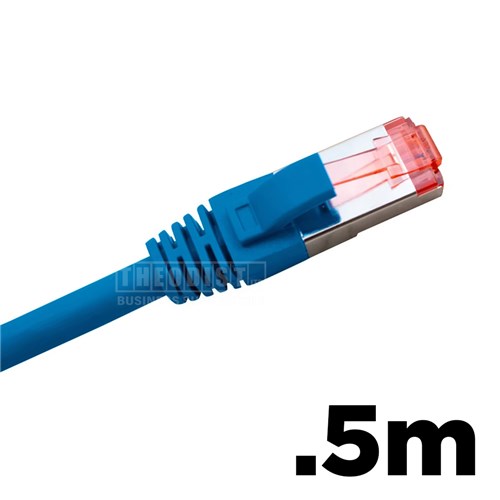 Hypertec MSSPC6ASBL.5 .5 Metre 4 Pair LSZH Shielded RJ45 - RJ45 Slim Cat6A Blue Patch Lead - Theodist