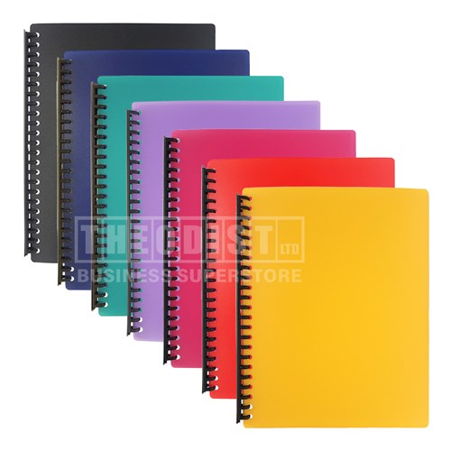Olympic 34160 A4 Display Books 20 Pages Ribbed/Clear Front Assorted Colours - Theodist