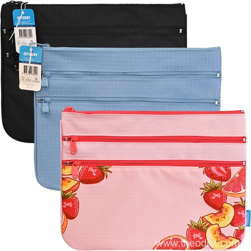 Smash 35029 Triple Zip Pencil Case, Assorted - Theodist