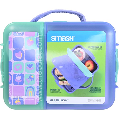 Smash 35044 All in One Lunch Box, 3 Compartments, Insulated Cool Skin Design_1 - Theodist
