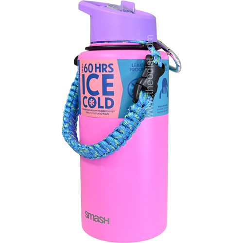 Smash Blue 35055 Double Wall Stainless Steel Handle Sipper Water Bottle 1L, Up to 60HRS Ice Cold_1 - Theodist