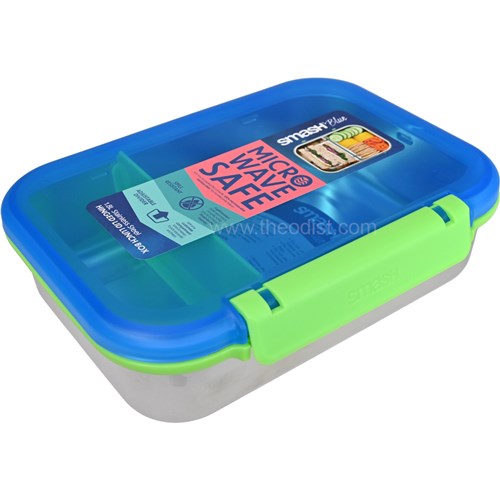 Smash Blue 35058 Hinged Lid Stainless Steel Lunch Box 1.8L Micro Wave Safe_1 - Theodist