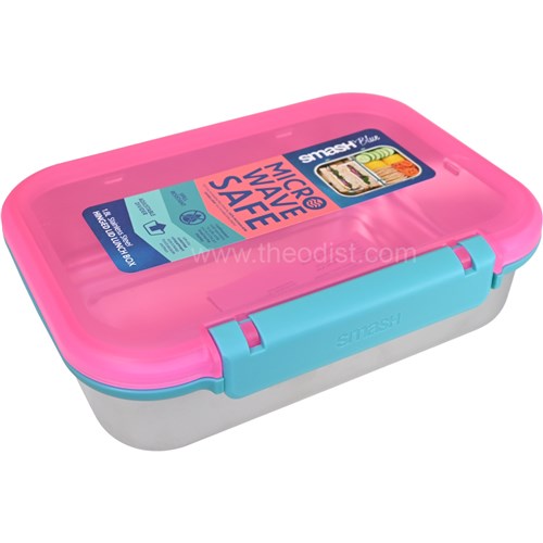Smash Blue 35058 Hinged Lid Stainless Steel Lunch Box 1.8L Micro Wave Safe_2 - Theodist