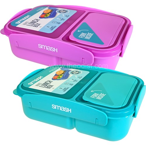 Smash 35063 2 Compartment Bento Lunch Box 1.6L, With Folded Fork - Theodist