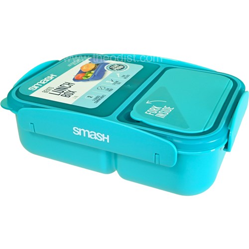 Smash 35063 2 Compartment Bento Lunch Box 1.6L, With Folded Fork_1 - Theodist