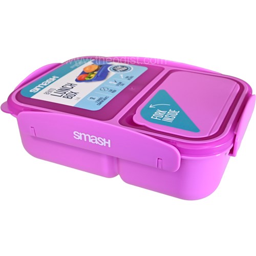 Smash 35063 2 Compartment Bento Lunch Box 1.6L, With Folded Fork_2 - Theodist