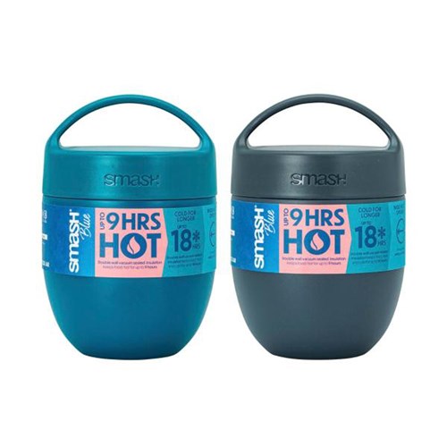 Smash Blue 35069 Handled Food Flask, Stainless Stell Jar, Charcoal/Teal, 500mL - Theodist