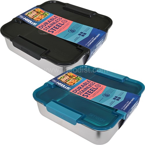 Smash Blue 35072 Bento Durable Stainless Steel 4 Compartment Lunch Box 1.7L - Theodist