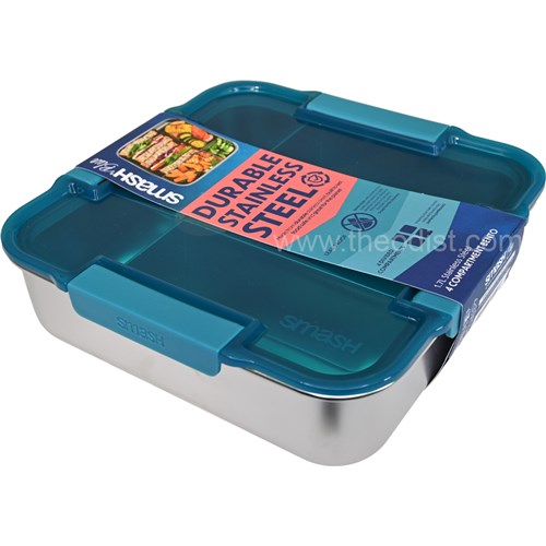 Smash Blue 35072 Bento Durable Stainless Steel 4 Compartment Lunch Box 1.7L_2 - Theodist