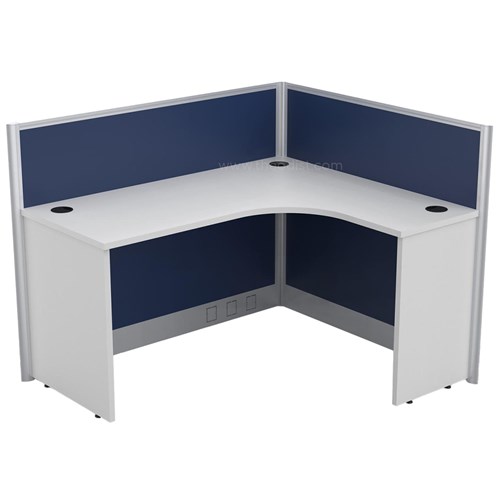 Partitioned Workstations 1 Person Compact L-Shaped Cubicle Desk, Right - 1400mm X 1200mm - Theodist