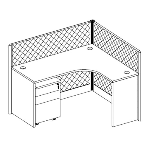 Partitioned Workstations 1 Person Compact L-Shaped Cubicle Desk, Right - 1400mm X 1200mm_1 - Theodist