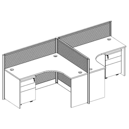 Partitioned Workstations 2 Person Compact T-Shaped Cubicle Desk - 2800mm X 1200mm_1 - Theodist