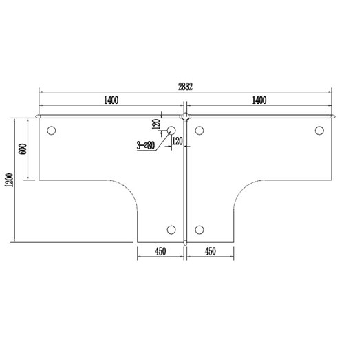 Partitioned Workstations 2 Person Compact T-Shaped Cubicle Desk - 2800mm X 1200mm_2 - Theodist