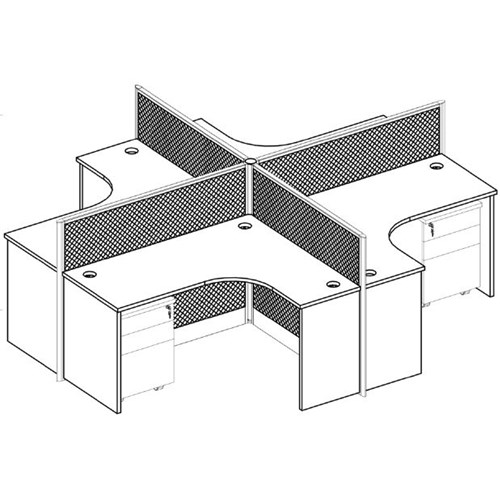 Partitioned Workstations 4 Person Compact Desks - 2832mm X 2432mm_1 - Theodist