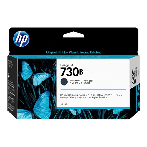HP 730B Ink Cartridge, Matte Black Design, 130mL, Jet-T1700, New SD Pro MFP, T1600, T2600 - Theodist