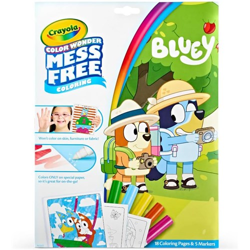Crayola 752805 Bluey Color Wonder Mess Free Coloring Pages & 5 Coloured Markers 18 Pack 3+ - Theodist