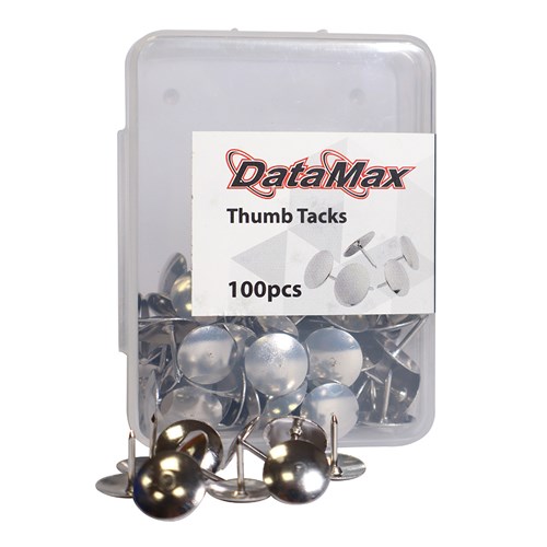 DataMax Thumb Tacks Silver 100 Pack - Theodist