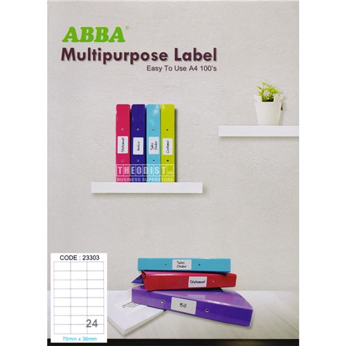 ABBA 23303 Multipurpose Label 100 A4 2400 70x36mm - Theodist
