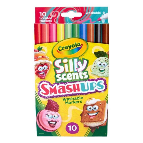 Crayola Silly Scents SmashUps Washable Coloured Markers 10 Pack 3+ - Theodist