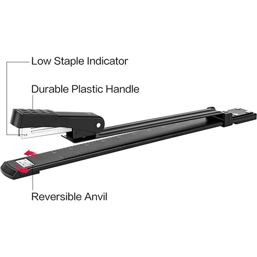 Deli 0334 Stapler Long Reach 12" Build-in Ruler 24/6, 26/6_1 - Theodist