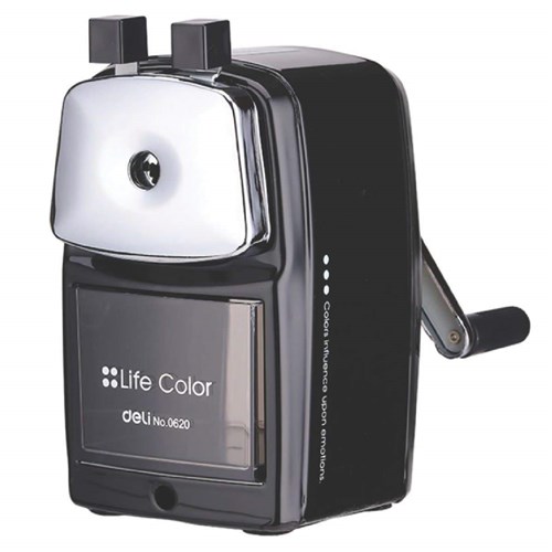 Deli 0620B Rotary Pencil Sharpener, Black & Grey_1 - Theodist