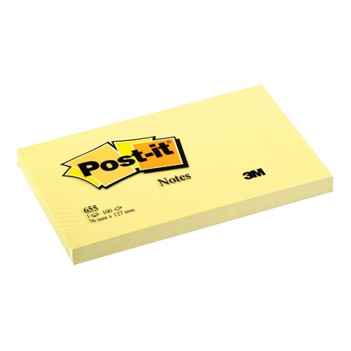 Post-It 655 Sticky Notes 76x127mm, Yellow - Theodist