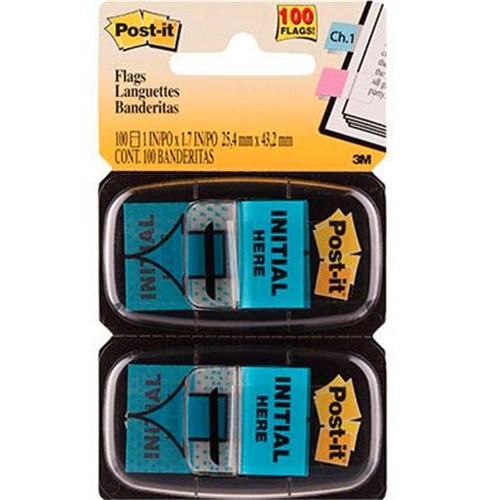 Post-it 680-IH2 Initial Here Flags 25.4x43.2mm, Blue