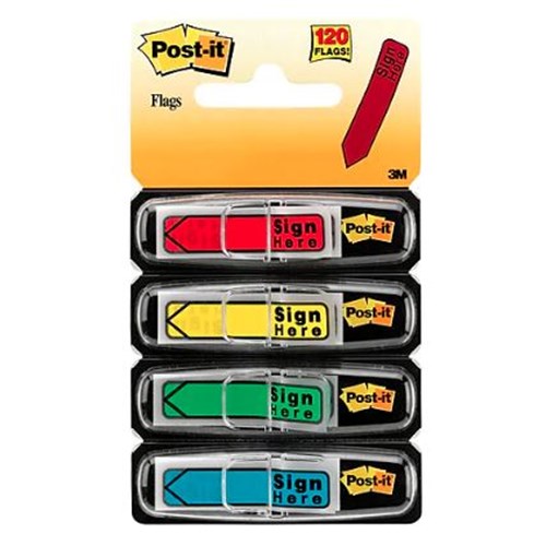 Post-it 684SH Sign Here 120 Mini Flags 11.9x43.2mm - Theodist