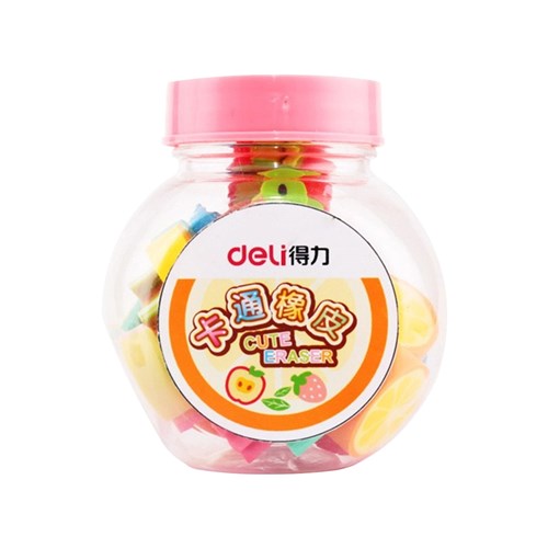 Deli 7533 Cute Fruit/Animal Pencil Erasers 20 Pcs in Jar - Theodist