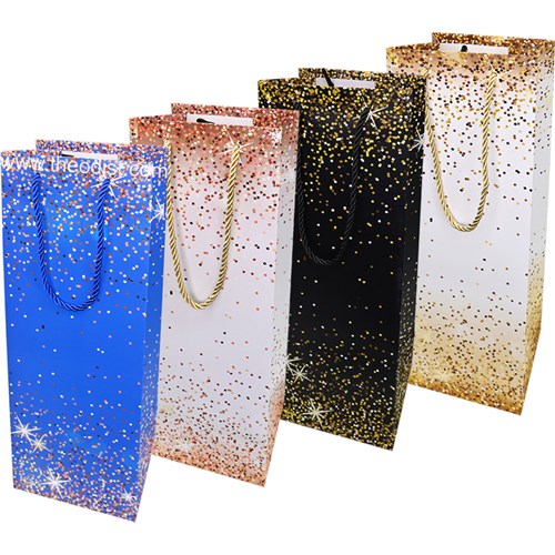 Gift Bottle Bag Sparkle Assorted Colours 35x12x10cm - Theodist
