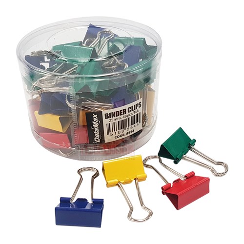 DataMax 8554 Foldback Binder Clips Coloured 25mm 48 Pack - Theodist