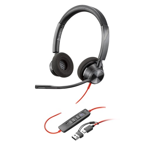 HP Poly Blackwire 3320 Stereo Microsoft Teams Certifiedd USB-C Headset +USB-C/A Adapter 8X220AA - Theodist