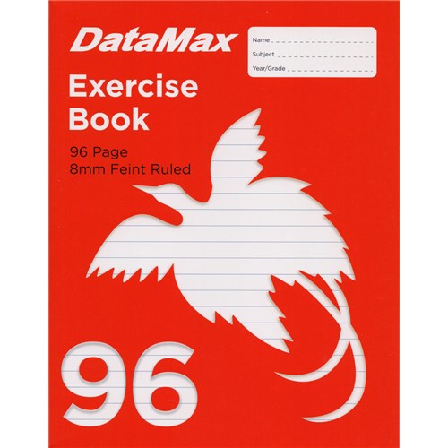 DataMax 96P Exercise Book 96 Page 8mm Feint Ruled, Red - Theodist