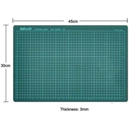 KW-triO 9Z201 Self-Healing Cutting Mat with Grid, Frosted Green, A3, 45x30cm_2 - Theodist